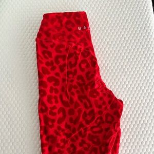 BUNDLE Like new balance athletics red leopard velvet leggings and red sports bra